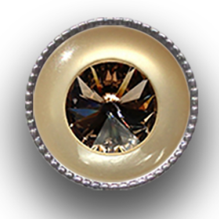 Schieber (silberfarben, Ø22mm), Rivoli Swarovski, Bling, 22mm, geriffelt, Greige