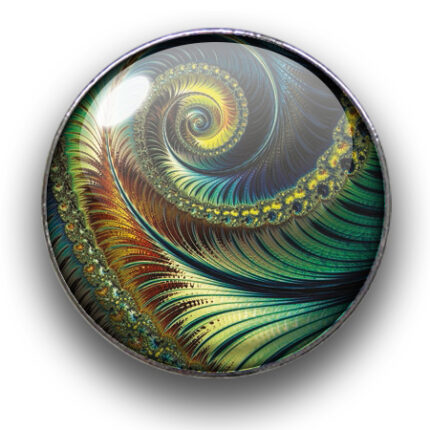 Schieber (silberfarben, Ø22mm), Fractals, Dome, 22mm, glatt, Blue Grass Green