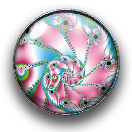 Schieber (silberfarben, Ø22mm), Fractals, Dome, 22mm, glatt, Hot Pink