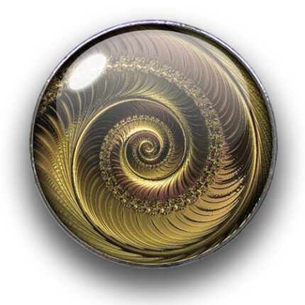 Schieber (silberfarben, Ø22mm), Fractals, Dome, 22mm, glatt, Mustard